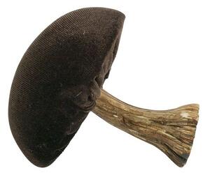 Zamatová dekorácia hnedá huba Mushroom - 10*10*10cm - Mars & More