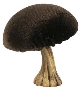 Zamatová dekorácia hnedá huba Mushroom - 10*10*10cm - Mars & More