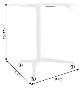 KONDELA Pracovný stôl s nastaviteľnou výškou, biela, NIXON