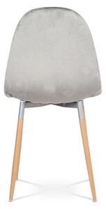 Retro jedálenská stolička čalúnená jemnou zamatovou látkou striebornej farby (a-622 strieborná)