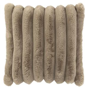 Taupe plyšový mäkučký rebrovaný vankúš Soft Gio - 45*45 cm - J-Line by Jolipa