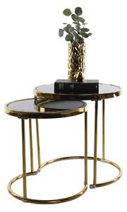 Konferenčné stolíky, set 2 ks, gold chróm zlatá/čierna, MORINO