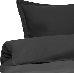 Súprava posteľnej bielizne čierna bavlnený satén 150 x 200 cm sada obliečok na paplón a 2 vankúše moderná spálňa