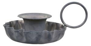 Zinkový antik kovový svietnik na úzku sviečku s uškom Flower - 9*6*4,5 cm - Chic Antique
