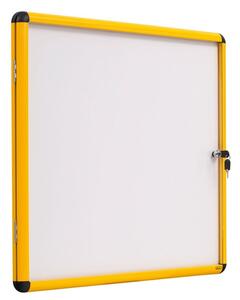 Vnútorná vitrína s bielym magnetickým povrchom, žltý rám, 720 x 674 mm (6xA4)