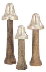 Set 3ks dekorácie huba z mangového dreva - Ø 8 * 31 cm - J-Line by Jolipa