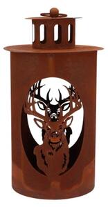 Hrdzavý antik plechový lampáš jeleň Deer - Ø 14*26 cm - daan kromhout