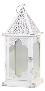 Krémová antik kovová lampáš so zdobením French - 18*18*43 cm - Chic Antique