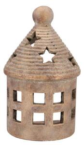 Zlatý antik cementový svietnik domček House Gold - 14*10*23 cm - daan kromhout