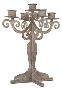 Šedý antik kovový svietnik na 5 úzkych sviečok Triento - 15*15*26 cm - Clayre & Eef