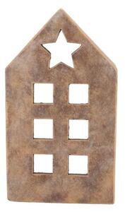 Zlatý antik cementový svietnik domček House Gold - 19*12*33 cm - daan kromhout