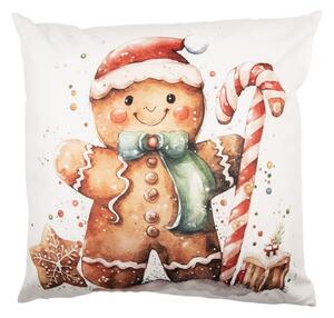 Biela obliečka na vankúš s perníčkom Gingerbread- 45*45 cm - Clayre & Eef