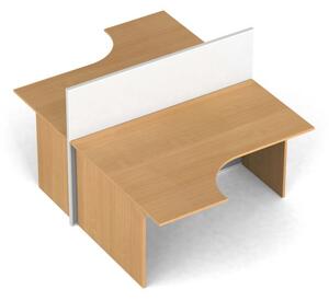 Rohový kancelársky stôl PRIMO s paravánom, otvorená, magnetická tabuľa, 2 miesta, buk