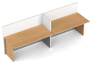 Rovný kancelársky stôl PRIMO s paravánom, 2 miesta, magnetická tabuľa, čerešňa