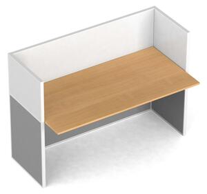 Rovný kancelársky pracovný stôl PRIMO s paravánmi, magnetická tabuľa, 1 miesto, buk