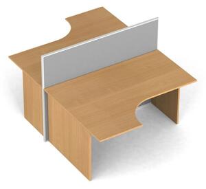 Rohový kancelársky stôl PRIMO s paravánom, 2 miesta, nástenka, buk