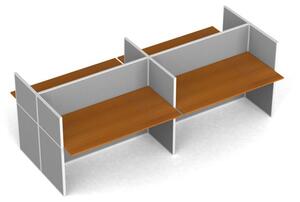 Rovný kancelársky stôl PRIMO s paravánom, 4 miesta, nástenka, čerešňa