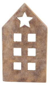 Zlatý antik cementový svietnik domček House Gold - 13*8*23 cm - daan kromhout