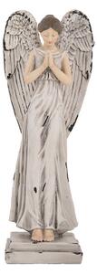 Decorative Figurine Angel 23 Cm White Grey Plastic - 23.0 cm - Clayre & Eef