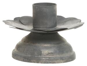 Zinkový antik kovový svietnik na úzku sviečku Flower - 7*11*4 cm - Chic Antique