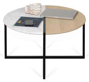 Konferenčný stolík s doskou z dubového dreva a mramoru TemaHome Sonata, ø 80 cm