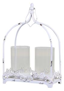 Krémová antik kovová lampáš Fleur-de-lis - 35*20*66 cm - Chic Antique
