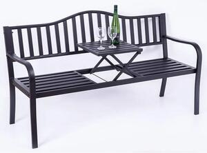 Záhradná lavička so stolíkom, čierna (k276422)