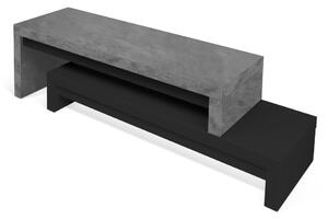 Dvojitý televízny stolík čierny s betónovým dekorom TemaHome Cliff, 125 × 40 cm