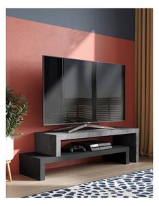 Dvojitý televízny stolík čierny s betónovým dekorom TemaHome Cliff, 125 × 40 cm