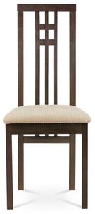 Drevená jedálenská stolička vo farbe orech čalúnená látkou (a-2482 orech)