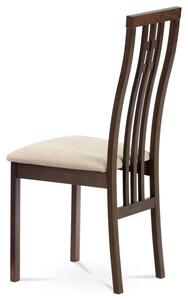 Drevená jedálenská stolička vo farbe orech čalúnená látkou (a-2482 orech)
