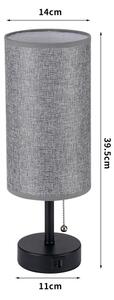 Brilagi - Stolná lampa s USB portom TABLON 1xE27/25W/230V čierna/sivá