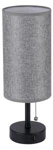Brilagi - Stolná lampa s USB portom TABLON 1xE27/25W/230V čierna/sivá
