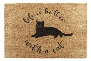 Rohožka z kokosového vlákna 40x60 cm Life Is Better With a Cat – Artsy Doormats