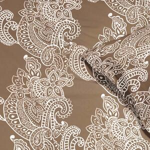 Goldea luxusné obliečky z bavlneného saténu - vzor 765 tibetské ornamenty na hnedom 140 x 200 a 70 x 90 cm