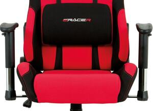 Herná stolička v športovom dizajne v červenej látke s čiernymi detailami (a-F01 červená)