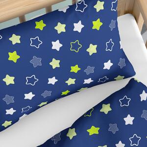 Goldea detské bavlnené obliečky do postieľky - vzor 746 hviezdy na tmavo modrom 90 x 130 a 40 x 60 cm