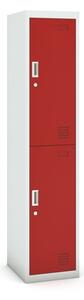 Šatníková skrinka s úložnými boxami, dvojdverová, cylindrický zámok, 1800 x 380 x 450 mm, sivá/červená