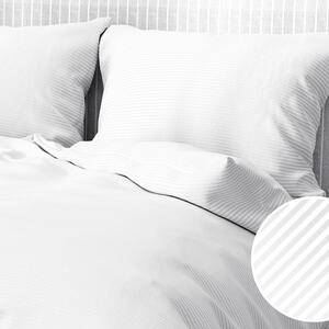 Goldea damaškové posteľné obliečky - vzor 815 tenké biele prúžky 140 x 200 a 70 x 90 cm