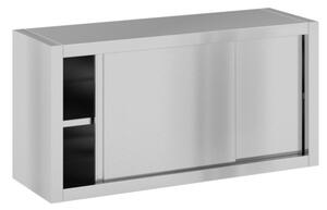 Závesná nerezová skriňa s posuvnými dverami, 1200 x 400 x 600 mm