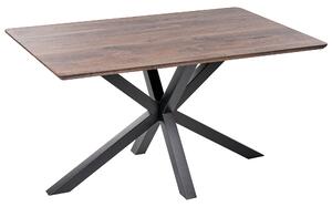 Jedálenský stôl vrchná doska z tmavého dreva 140 x 90 cm čierne kovové nohy 4-miestny obdĺžnikový tvar moderný industriálny štýl