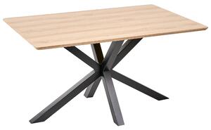 Jedálenský stôl vrchná doska zo svetlého dreva 140 x 90 cm čierne kovové nohy 4-miestny obdĺžnikový tvar moderný industriálny štýl