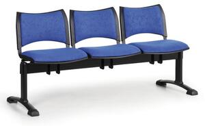 Čalúnená lavica do čakární SMART, 3-sedadlo, modrá, čierne nohy