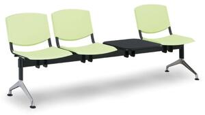 Plastová lavica do čakární SMILE, 3-sedadlo, so stolíkom, zelená