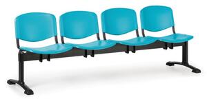 Plastová lavica do čakární ISO, 4-sedadlo, zelená, čierne nohy