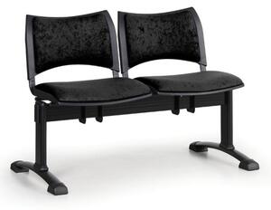 Čalúnená lavica do čakární SMART, 2-sedadlo, čierna, čierne nohy