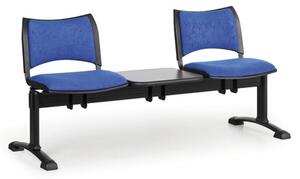 Čalúnená lavica do čakární SMART, 2-sedadlo, so stolíkom, modrá, čierne nohy