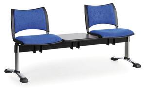Čalúnená lavica do čakární SMART, 2-sedadlo, so stolíkom, modrá, chrómované nohy