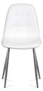 Jedálenská stolička lakované kovové nohy/ sedák ekokoža biela