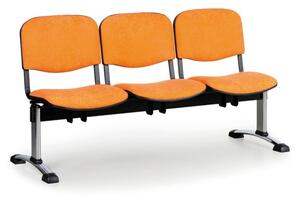Čalúnená lavica do čakární VIVA, 3-sedadlo, oranžová, chrómované nohy